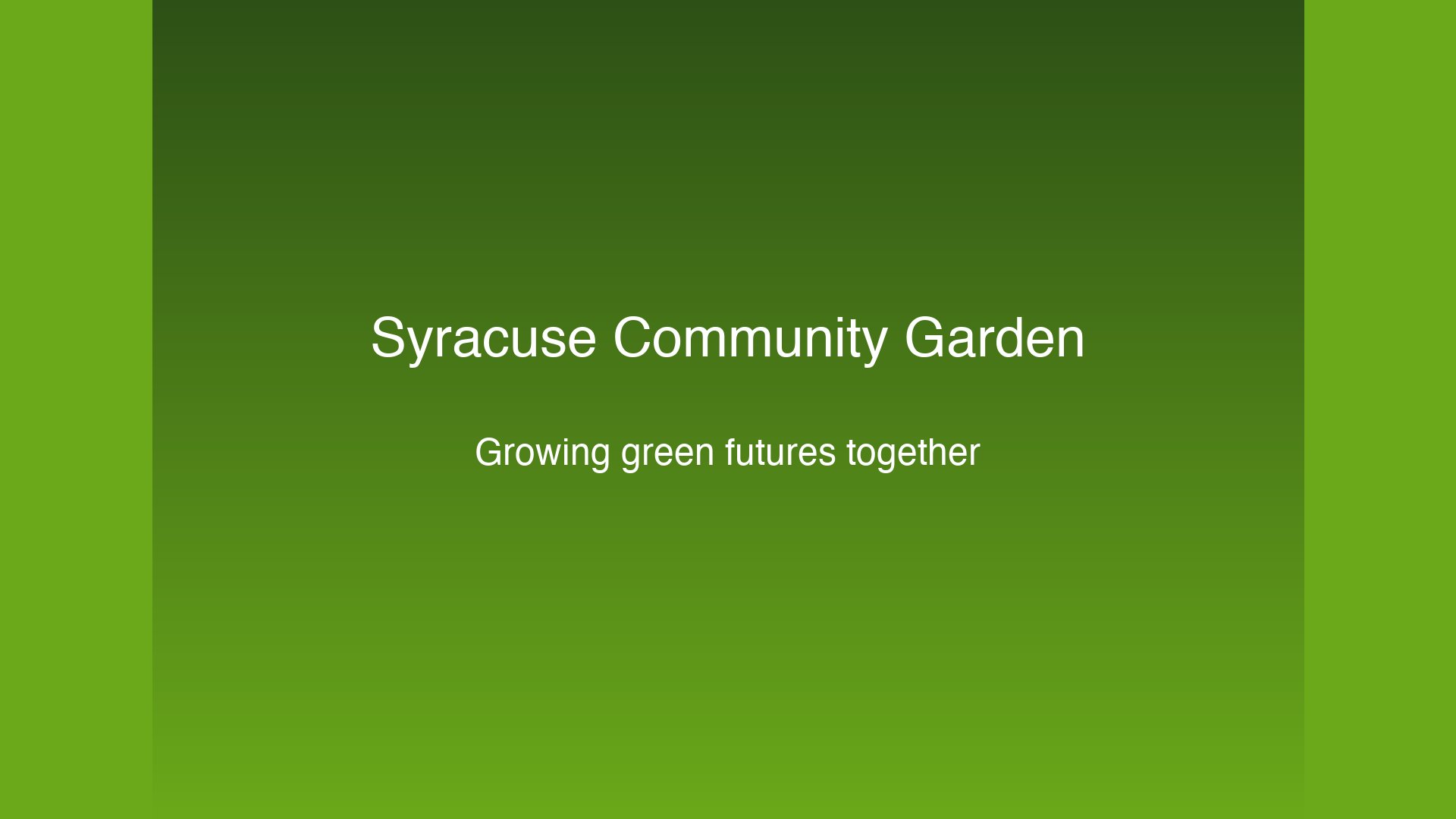 Syracuse community garden with volunteers tending green plants